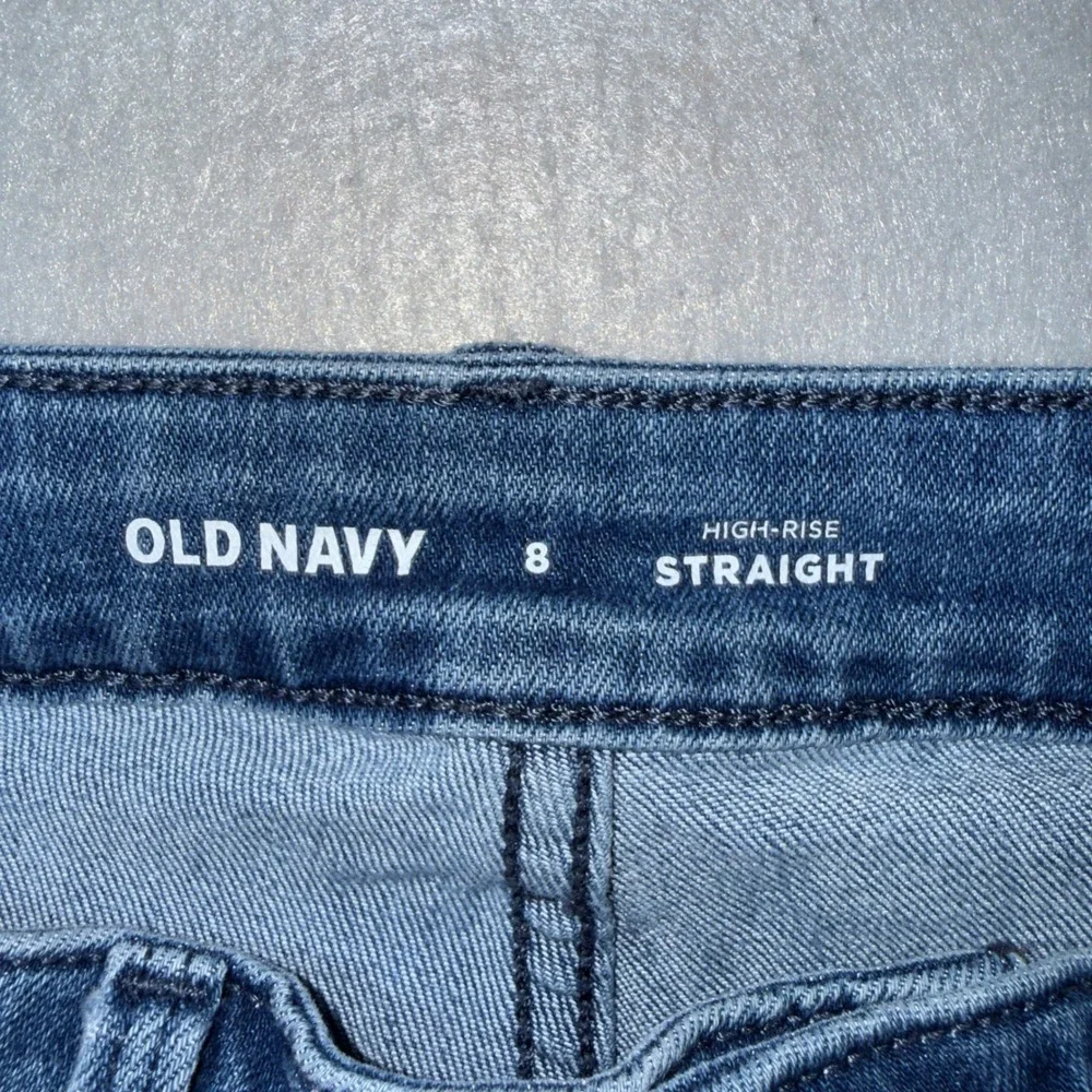 Old Navy Straight Jeans Womens 8 Blue Excellent High-Rise Stretch‎ Denim